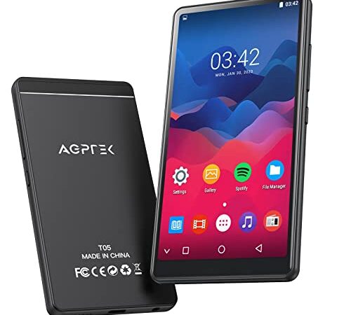WiFi MP4 Player mit 4'' Touchscreen, AGPTEK HD Videoplayer mit Android 6,0 für UKW-Radio, Online-Funktionen usw, Bluetooth 4.0 Musik Player 1GB RAM, 8GB ROM, mit 32GB TF-Karte, 1000mAh Akku, Schwarz