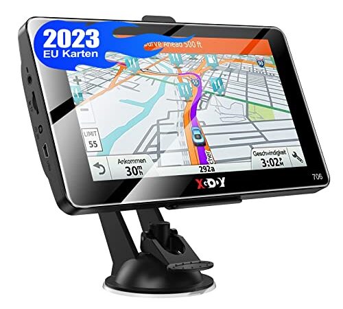 XGODY Navigationsgeräte für Auto 2023-7 Zoll Navigation mit Sonnenblende Touchscreen Lebenslange Kostenloses Kartenaktualisierung EU Karten 2D 3D Kartenansicht POI Blitzerwarnung