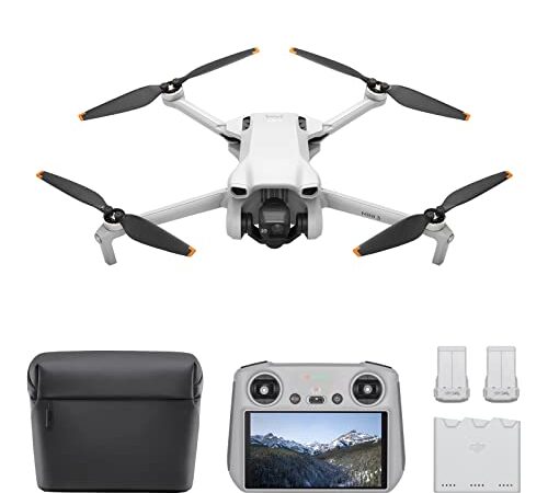 DJI Mini 3 Fly More Combo (DJI RC) – Leichte und faltbare Mini-Kameradrohne mit 4K HDR-Video, 38 min Flugzeit, echten vertikalen Aufnahmen und intelligenten Funktionen, Fernsteuerung, Grau