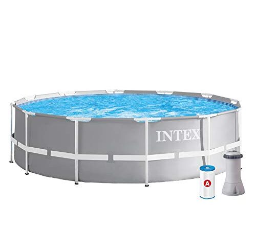 Intex Schwimmbecken Pool, Grau, 366 x 99 cm Frame Pool Set Prism Rondo 26716