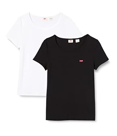 Levi's Damen 2-Pack Tee T-Shirt, White +/Mineral Black, M