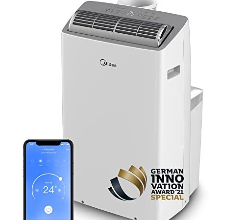 Midea Mobiles Klimagerät Real Cool 35, 12000 BTU 3,5kW, Kühlen&Ventilieren&Entfeuchten, Raumgröße bis 117m³(43㎡), APP-Steuerung/Alexa/Google Home/IFTTT, Mobile Klimaanlage mit Abluftschlauch