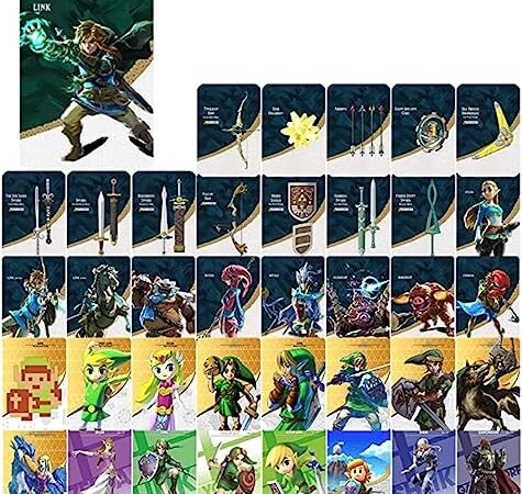 [New Link] NFC-Mini-Amiibo Link-Karte, kompatibel mit The for Legend for Zelda: Breath for The Wild for Tears of The Kingdom, 38 Stück