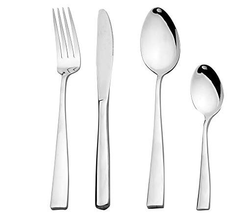 Otto Koning Leipzig, Besteck Set 6 Personen, Essbesteck Set 24 teilig, Besteck Edelstahl, Hochglanzpoliert, Dicke 3 mm. Modernem und Schlichtem Design.