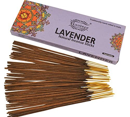 raajsee Lavendel -Räucherstäbchen,100 g Packung,100% natürlich,handgerollt, frei von Chemikalien, perfekt für Kirche, Aromatherapie, Entspannung, Meditation, Positivität und sinnliche Therapie