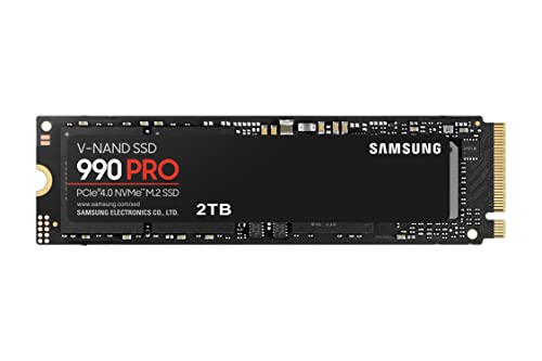 Samsung 990 PRO M.2 NVMe SSD (MZ-V9P2T0BW), 2 TB, PCIe 4.0, 7.450 MB/s Lesen, 6.900 MB/s Schreiben, Internes Solid State Drive, für Gaming und Videobearbeitung, Schwarz
