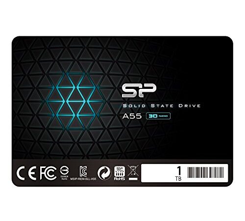 Silicon Power SSD 1TB 3D NAND A55 SLC Cache Performance Boost 2,5 Zoll SATA III 7mm (0,28") Interne SSD, Festkörper-Laufwerk