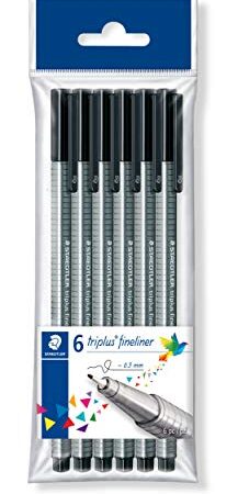STAEDTLER 334-9 PB6 triplus Fineliner dreikant, 0,3 mm, 6 Stück schwarz in Polybeutel
